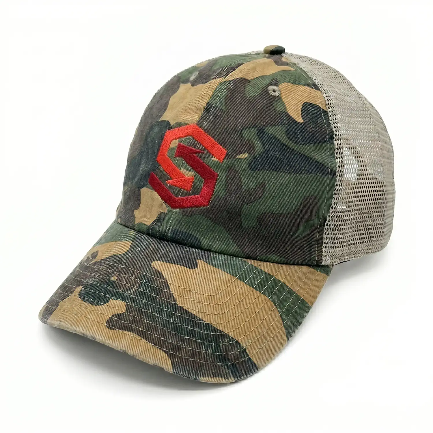 Camo/Green Relaxed Fit Mesh Hat | SB